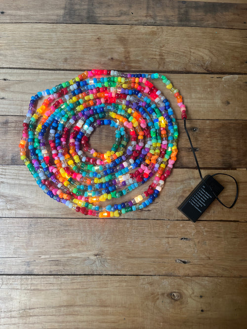 Customized Rainbow Beaded Fairy Light Garland